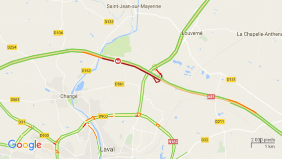 L'accident s'est produit au nord de Laval, sur l'A81