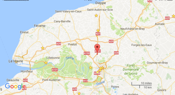 Accident à Eslettes (Seine-Maritime) : l'A151 fermée dans le sens Dieppe - Rouen Accident à Eslettes (Seine-Maritime) : l'A151 fermée dans le sens Dieppe - Rouen