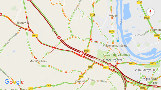 Camion en feu et carambolage perturbent l'A 13 dans le secteur d'Orgeval (Yvelines) Camion en feu et carambolage perturbent l'A 13 dans le secteur d'Orgeval (Yvelines)