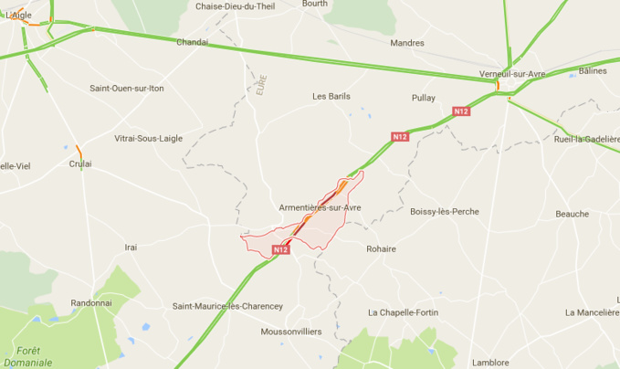 Eure : trois véhicules impliqués dans un accident, la RN 12 coupée à Armentières-sur-Avre Eure : trois véhicules impliqués dans un accident, la RN 12 coupée à Armentières-sur-Avre