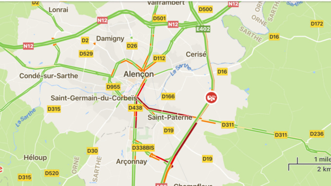 Accident de poids-lourd dans l'Orne : l'A28 coupée à hauteur d'Alençon en direction du Mans 
