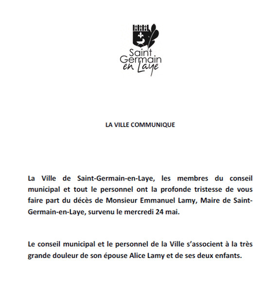 Yvelines : mort d'Emmanuel Lamy, maire (LR) de Saint-Germain-en-Laye