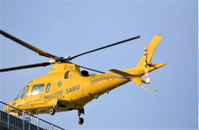 Le blessé a été évacué médicalisé à bord de l'hélicoptère du SAMU (Illustration)