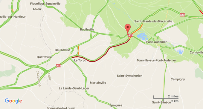 Bouchons et ralentissements sur l'A13 : circulation difficile entre la Normandie et Paris Bouchons et ralentissements sur l'A13 : circulation difficile entre la Normandie et Paris