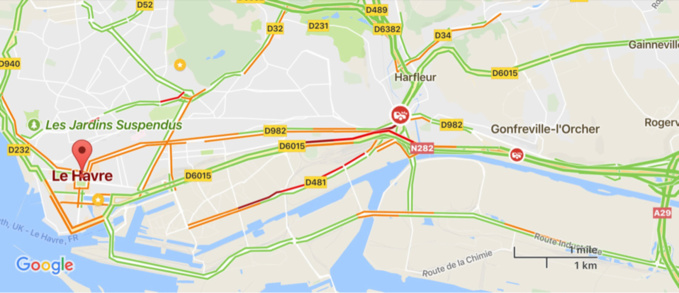 Camion couché près du stade Océane au Havre : la mairie recommande de passer par la ville haute 