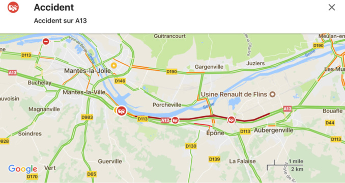 Yvelines : accident grave sur l'A13 avant Mantes, circulation perturbée vers Rouen Yvelines : accident grave sur l'A13 avant Mantes, circulation perturbée vers Rouen
