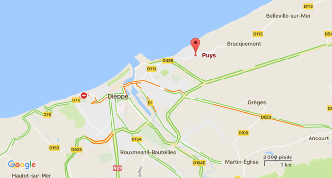 Dieppe : un bateau-promenade chavire près de la plage de Puys, trois de ses occupants légèrement blessés 
