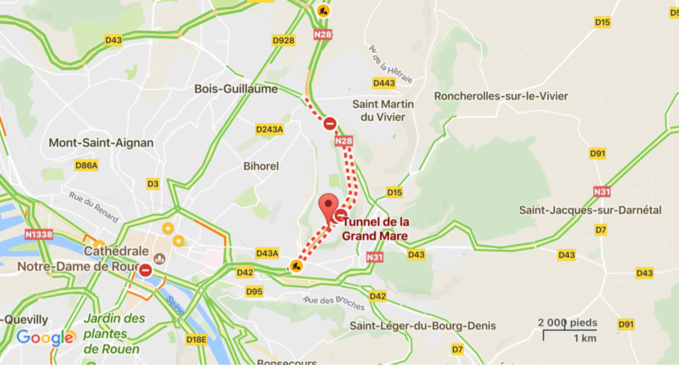 Rouen : le tunnel de la Grand'Mare fermé à cause d'incidents techniques ce dimanche matin Rouen : le tunnel de la Grand'Mare fermé à cause d'incidents techniques ce dimanche matin