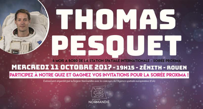 Gagnez vos places pour rencontrer Thomas Pesquet le 11 octobre au Zenith de Rouen Gagnez vos places pour rencontrer Thomas Pesquet le 11 octobre au Zenith de Rouen