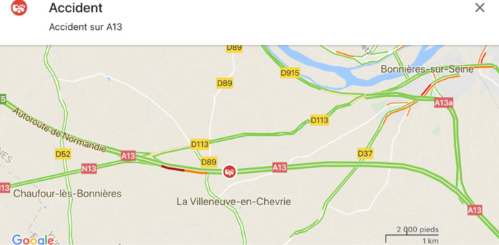 Circulation très perturbée sur l’A13 entre Chaufour et Mantes à cause d’un camion couché sur les voies Circulation très perturbée sur l’A13 entre Chaufour et Mantes à cause d’un camion couché sur les voies