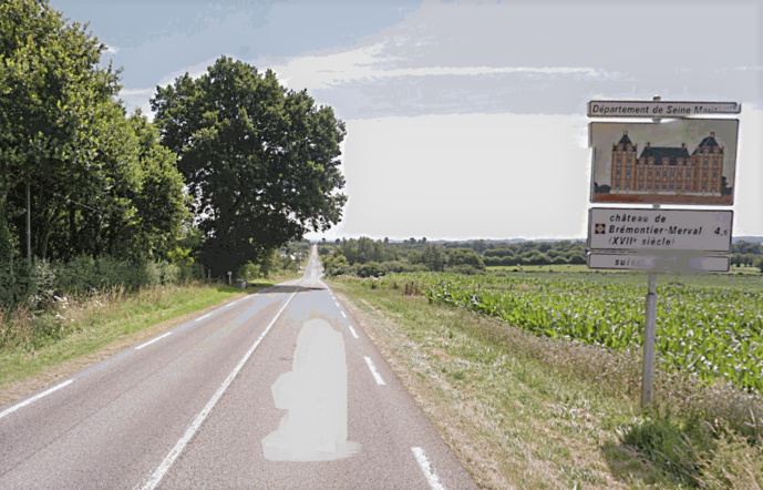 Le corps de la victime a été découvert en bordure de cette route à deux voies à la frontière entre Brémontier-Merval et Dampierre-en-Bray (Illustration)