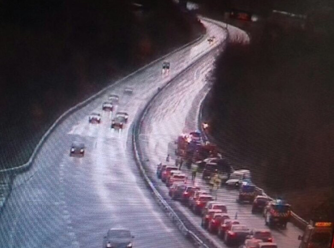 Au moins sept véhicules sont impliqués (Photo @ SAPN) Au moins sept véhicules sont impliqués (Photo @ SAPN)