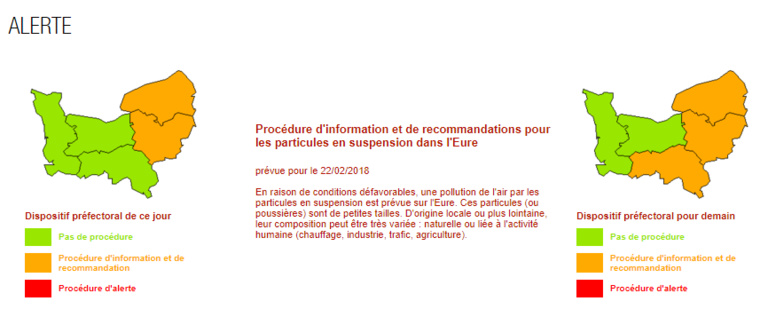Pollution aux particules en suspension : la Seine-Maritime, l'Eure et l'Orne en alerte Pollution aux particules en suspension : la Seine-Maritime, l'Eure et l'Orne en alerte