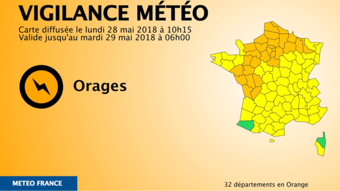 32 départements, dont la Seine-Maritime et l’Eure, placés en vigilance orange « orages » 32 départements, dont la Seine-Maritime et l’Eure, placés en vigilance orange « orages »