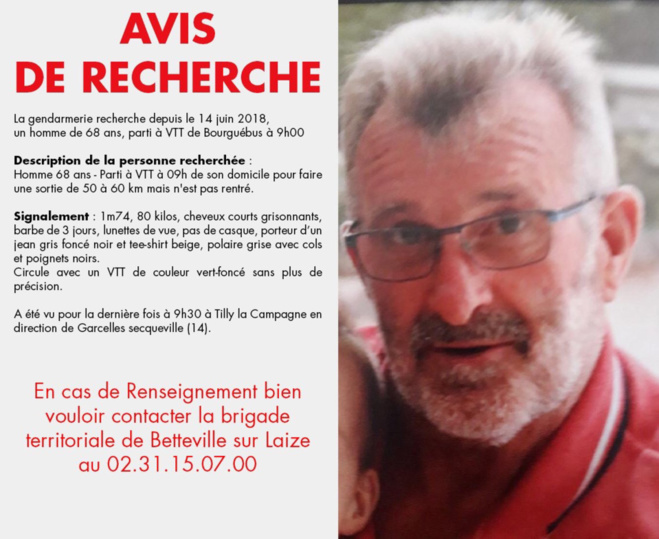 Disparition inquiétante d'un sexagénaire dans le Calvados : la gendarmerie lance un avis de recherche Disparition inquiétante d'un sexagénaire dans le Calvados : la gendarmerie lance un avis de recherche