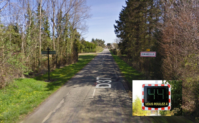 Des radars pédagogiques seront installés aux extrémités de la rue Saint-Etienne, aux entrées d' Emanville - Illustration © Google Maps
