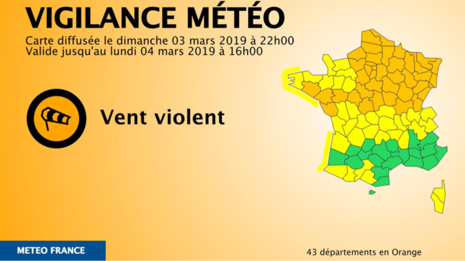 La Seine-Maritime et l’Eure placés en vigilance orange « vent violent » 
