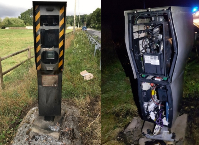 Les radars de Plasnes et de Menneval avaient été incendiés en août 2017 - Photo Les radars de Plasnes et de Menneval avaient été incendiés en août 2017 - Photo