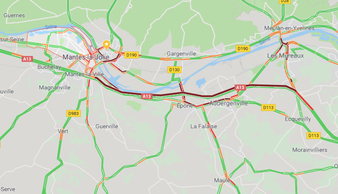 L'accident sur l'A13 est terminé, mais toujours 16 km de bouchon vers Rouen L'accident sur l'A13 est terminé, mais toujours 16 km de bouchon vers Rouen