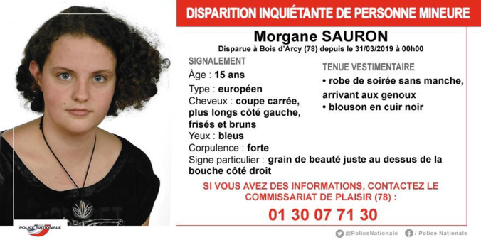Disparition inquiétante à Bois d’Arcy : la police des Yvelines recherche Morgane, 15 ans Disparition inquiétante à Bois d’Arcy : la police des Yvelines recherche Morgane, 15 ans