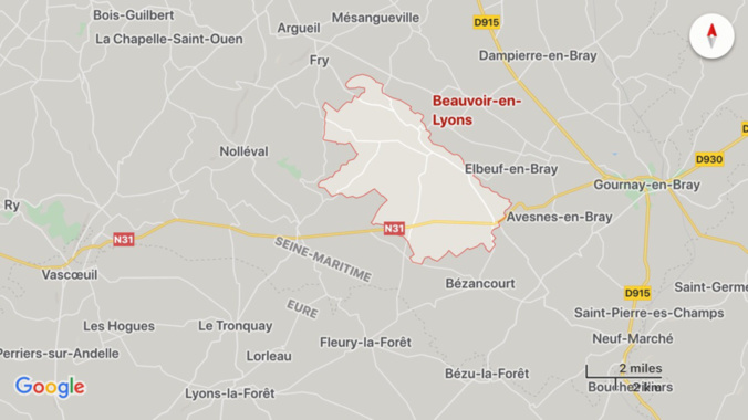 L’accident est survenu sur la RN31 sur le territoire de la commune de Beauvoir-en-Lyons entre Gournay-en-Bray et Rouen