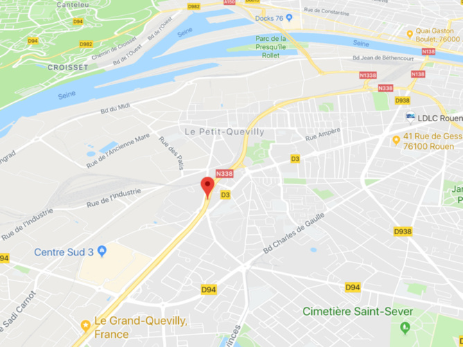 Trois jeunes gens blessés dans un accident sur la Sud III à Petit-Quevilly, près de Rouen Trois jeunes gens blessés dans un accident sur la Sud III à Petit-Quevilly, près de Rouen