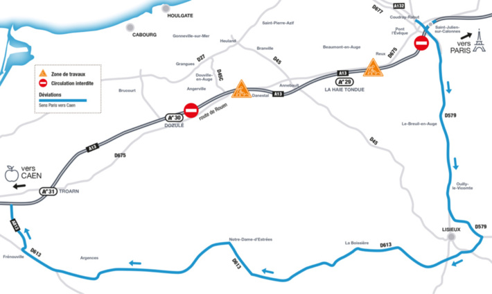 L’autoroute A13 fermée deux nuits de suite entre Pont-l’Évêque et Dozulé, en direction de Caen L’autoroute A13 fermée deux nuits de suite entre Pont-l’Évêque et Dozulé, en direction de Caen