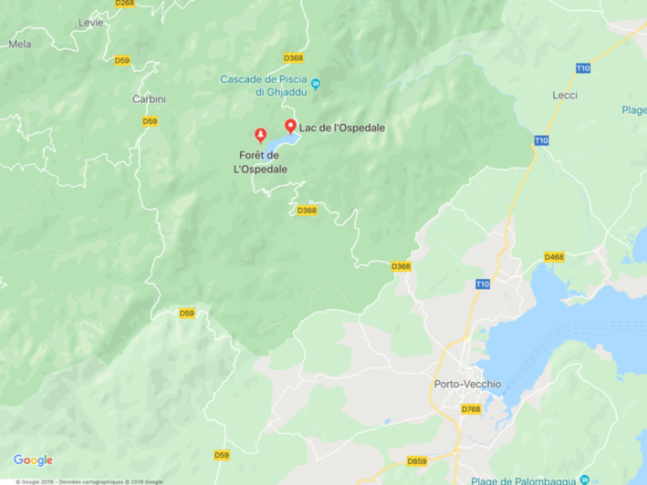 La voiture de location du couple a été découverte dans le massif de l'Ospedale, près de la cascade de Piscia di Ghjaddu La voiture de location du couple a été découverte dans le massif de l'Ospedale, près de la cascade de Piscia di Ghjaddu