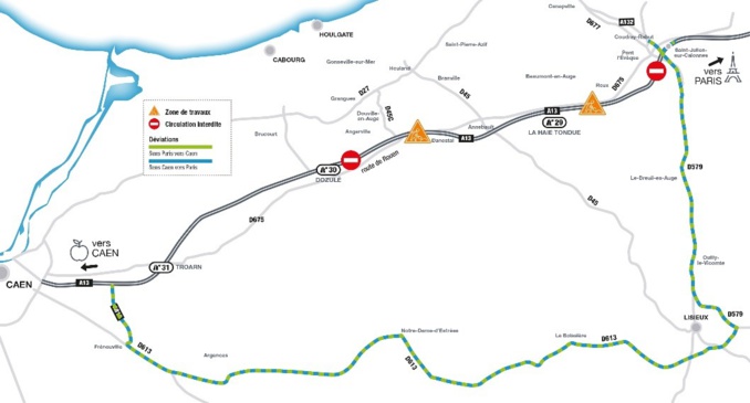 L'A13 fermée deux nuits de suite, du 4 au 6 mars, entre Pont-l'Evêque à Dozulé