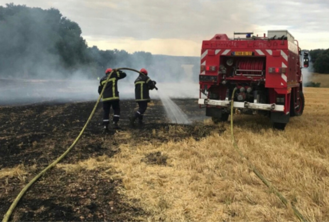A Écardenville-la-Campagne, l’intervention des sapeurs-pompiers a permis de préserver une entreprise et deux maisons menacées par les flammes - illustration