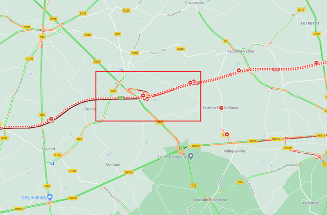 Un camion-citerne couché sur l'A29 en Seine-Maritime : la circulation coupée dans les deux sens