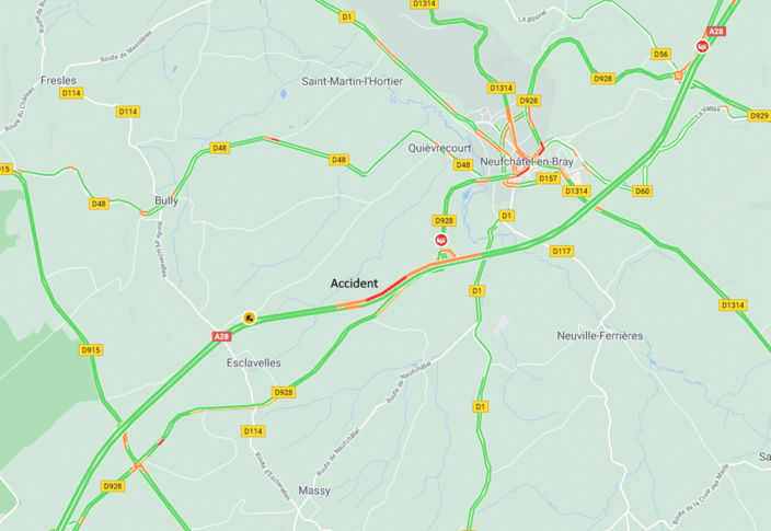 L'accident s'est produit entre l'échangeur des Hayons (n°10) et celui du Four Rouge (n°9) L'accident s'est produit entre l'échangeur des Hayons (n°10) et celui du Four Rouge (n°9)