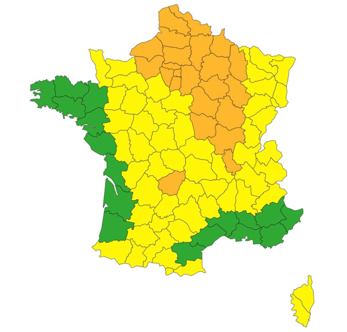 26 départements en orange 53 départements en jaune 26 départements en orange 53 départements en jaune