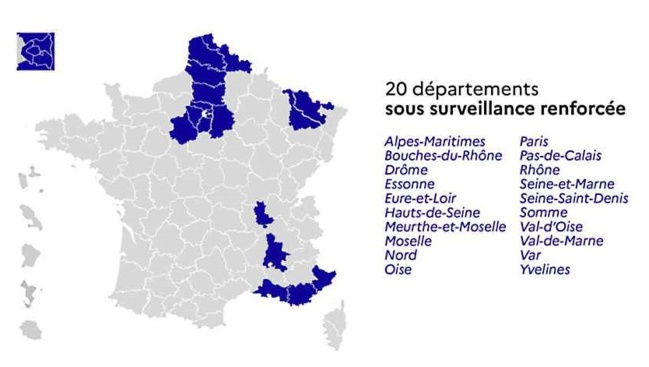 Coronavirus : 20 départements placés sous surveillance renforcée, dont ceux d’Île-de-France 