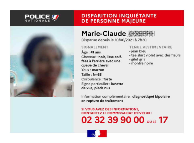 Disparition inquiétante à Evreux : Marie-Claude J. a regagné son domicile, elle est saine et sauve Disparition inquiétante à Evreux : Marie-Claude J. a regagné son domicile, elle est saine et sauve