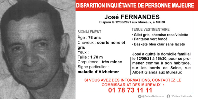 Yvelines : la police des Mureaux recherche cet homme atteint de la maladie d’Alzheimer Yvelines : la police des Mureaux recherche cet homme atteint de la maladie d’Alzheimer