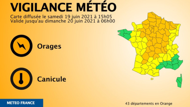 43 départements sont placés en vigilance orange « orages » dont la Seine-Maritime, l’Eure et l’Orne 43 départements sont placés en vigilance orange « orages » dont la Seine-Maritime, l’Eure et l’Orne