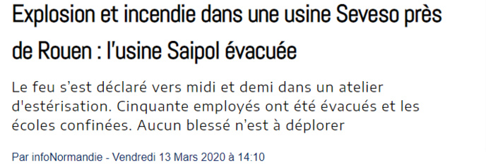 Seine-Maritime : violent incendie sur le site Saipol à Grand-Couronne, près de Rouen  