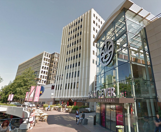 Le Montmorency ainsi que trois boutiques du cen tre commercial Saint-Sever ont été évacués -  Illustration © Google Maps