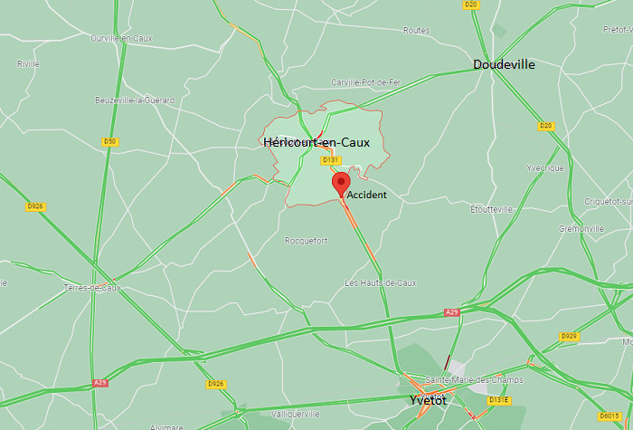 Trois blessés, dont un grave, dans une collision entre deux voitures à Héricourt-en-Caux, en Seine-Maritime 