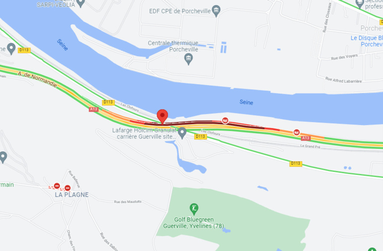Accident mortel de la circulation sur l’A13 au niveau du viaduc de Guerville, dans les Yvelines Accident mortel de la circulation sur l’A13 au niveau du viaduc de Guerville, dans les Yvelines