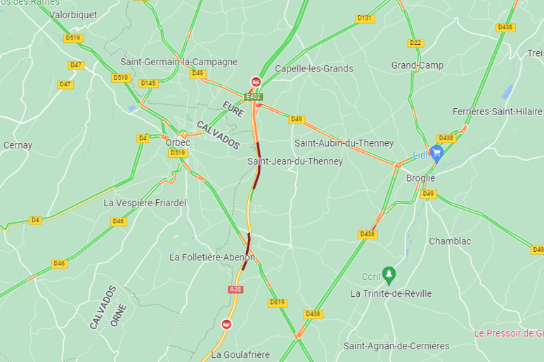 Accident de poids lourd : l'autoroute A28 fermée à la circulation dans les deux sens dans l'Eure