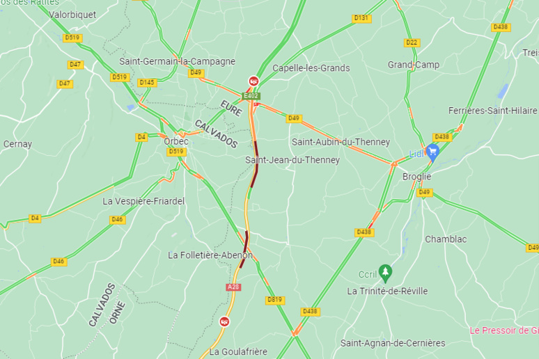 Accident de poids lourd : l'autoroute A28 fermée à la circulation dans les deux sens dans l'Eure Accident de poids lourd : l'autoroute A28 fermée à la circulation dans les deux sens dans l'Eure