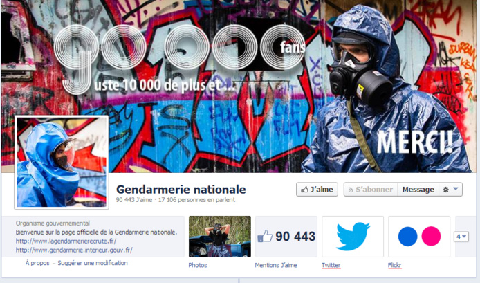 La page de la Gendarmerie nationale sur Facebook existe depuis 2010