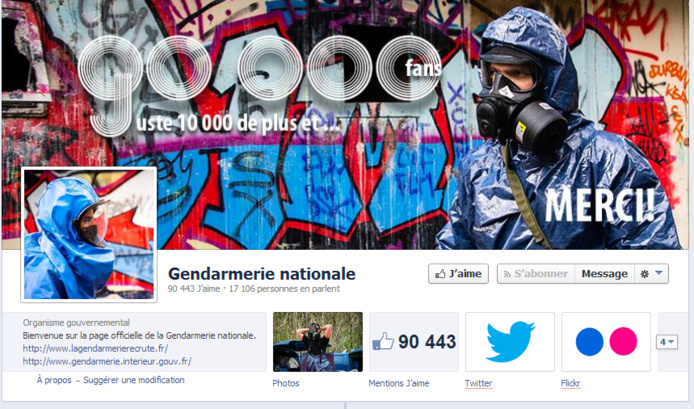 La page de la Gendarmerie nationale sur Facebook existe depuis 2010 La page de la Gendarmerie nationale sur Facebook existe depuis 2010