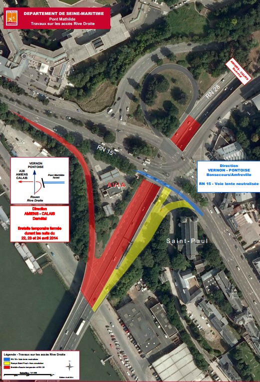 Travaux de chaussées sur les accès rive droite du Pont Mathilde