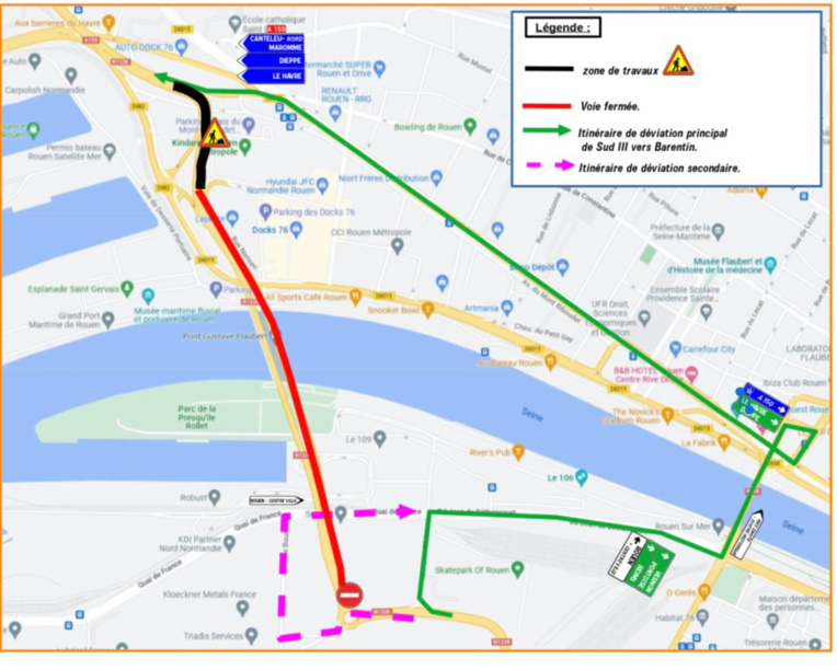 Une déviation est mise en place pour la durée des travaux Une déviation est mise en place pour la durée des travaux