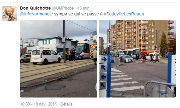 Sotteville-lès-Rouen. La Renault se met en travers du tramway : des dégâts, pas de blessé