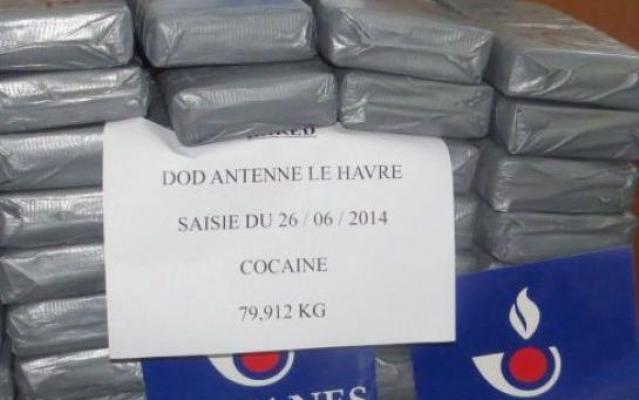 Régulièrement, les douaniers havrais font main basse sur des kilos de cocaïne dans le poret du Havre. Parmi les dernières belles prises, près de 80 kg saisis en juin dernier (Photo Douane française)