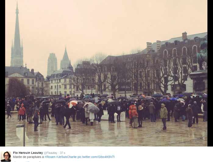 Rassemblement "Je suis Charlie" à Rouen : le témoignage des internautes sur Twitter Rassemblement "Je suis Charlie" à Rouen : le témoignage des internautes sur Twitter